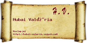 Hubai Valéria névjegykártya